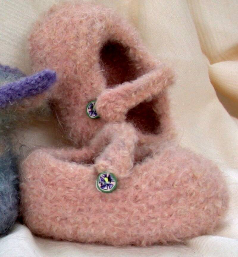 Felted Mary Jane Baby Booties