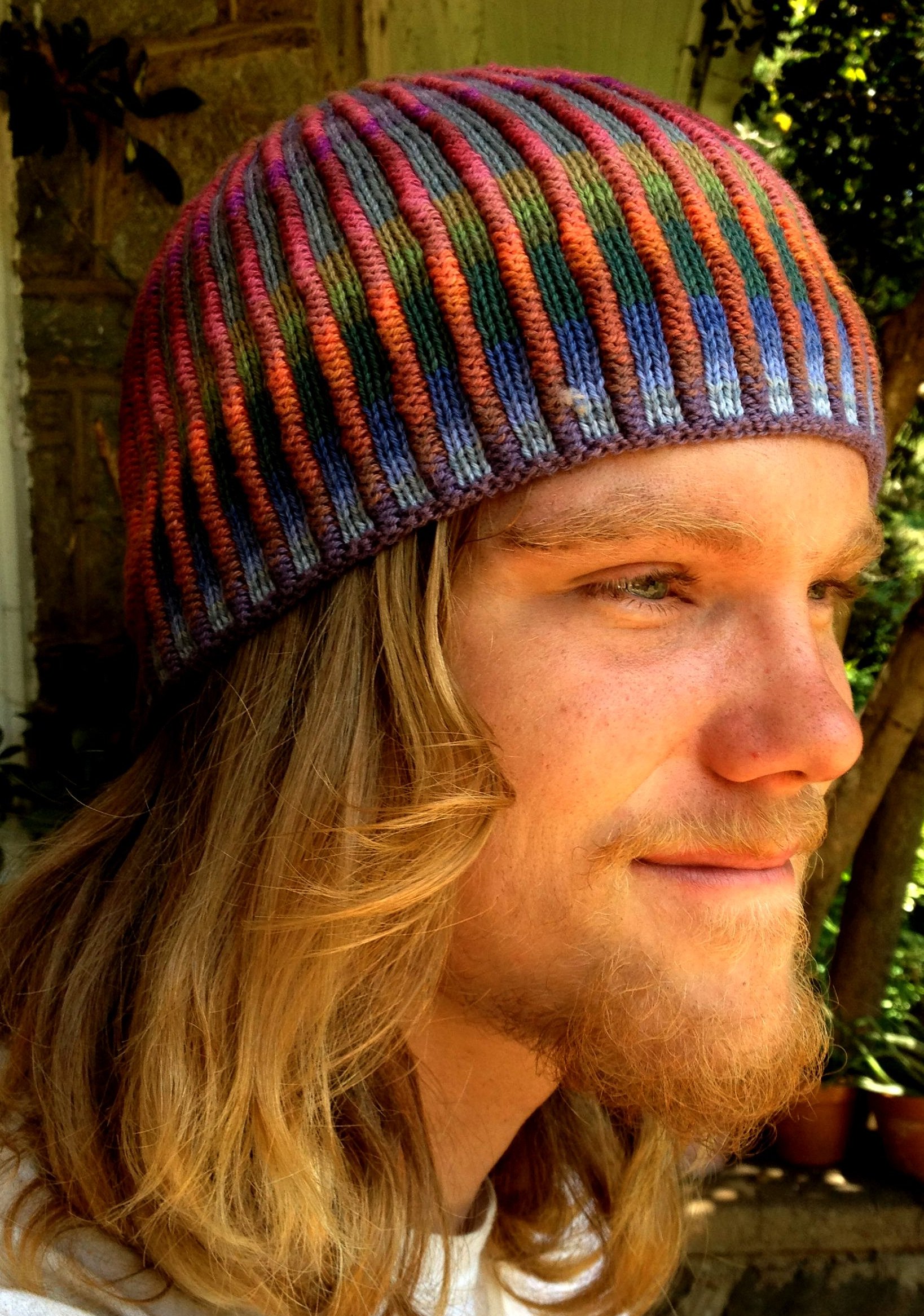 Colorful Ribbed Hat Knitting Project